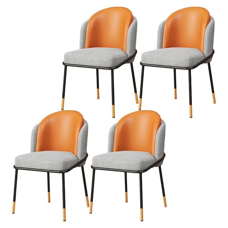 Glam Style Dining Chairs Armless Chairs for Kitchen with Metal Legs Orange 4 Piece Set Clearhalo ' kitchen&dining_furn' 'Dining Chairs' 'Dining Tables & Seating' 'dining_chair' 'furn' 'furn_dining_chair' 'Furniture' 'furniture_dining_chair' 'Kitchen & Dining Furniture' 'kitchen' 4414042