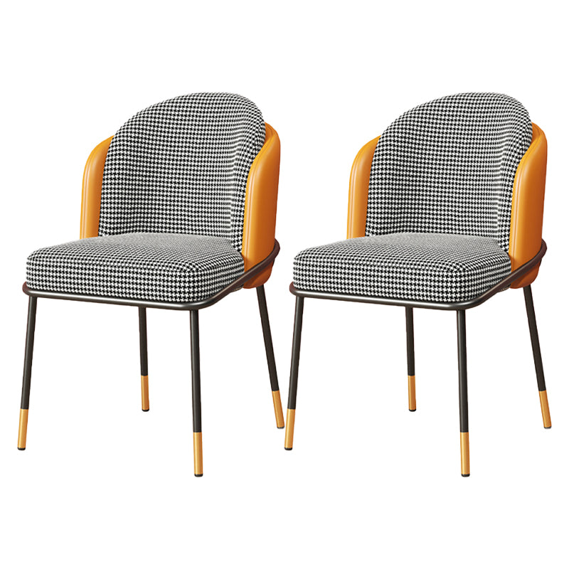 Glam Style Dining Chairs Armless Chairs for Kitchen with Metal Legs Orange Black 2 Piece Set Clearhalo ' kitchen&dining_furn' 'Dining Chairs' 'Dining Tables & Seating' 'dining_chair' 'furn' 'furn_dining_chair' 'Furniture' 'furniture_dining_chair' 'Kitchen & Dining Furniture' 'kitchen' 4414046