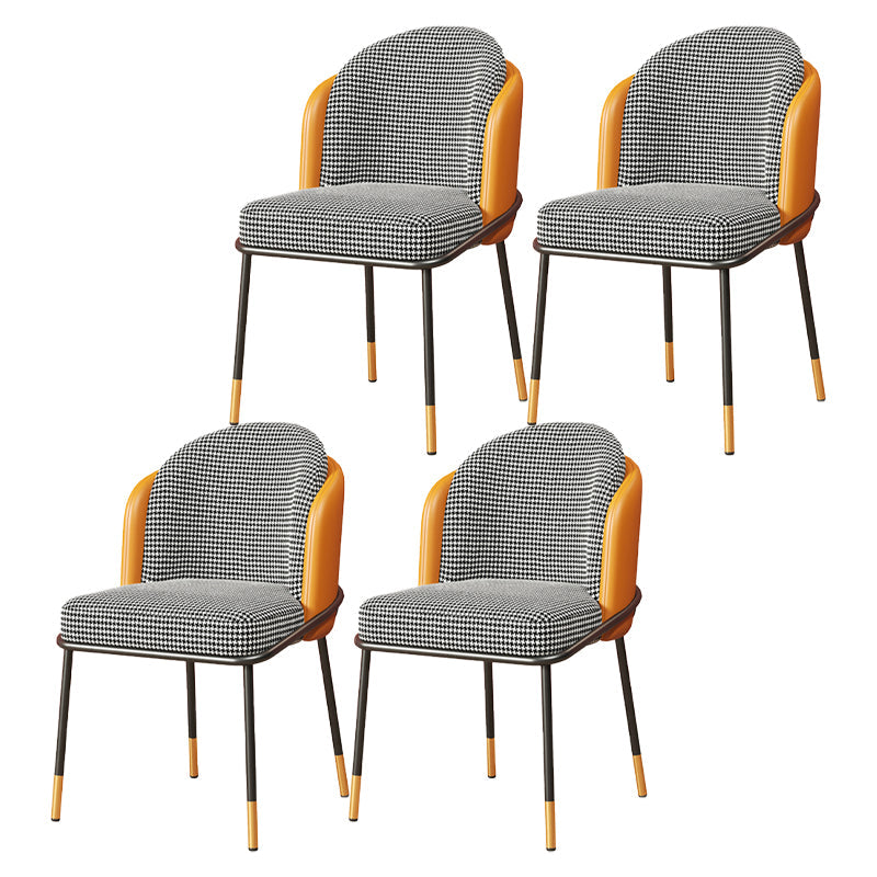 Glam Style Dining Chairs Armless Chairs for Kitchen with Metal Legs Orange Black 4 Piece Set Clearhalo ' kitchen&dining_furn' 'Dining Chairs' 'Dining Tables & Seating' 'dining_chair' 'furn' 'furn_dining_chair' 'Furniture' 'furniture_dining_chair' 'Kitchen & Dining Furniture' 'kitchen' 4414047