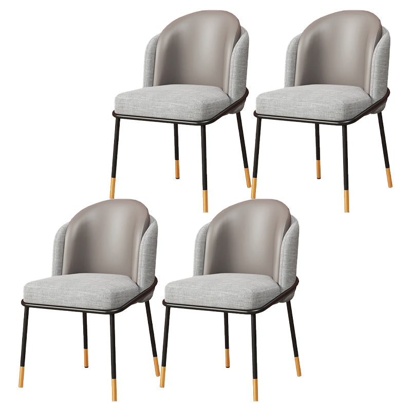 Glam Style Dining Chairs Armless Chairs for Kitchen with Metal Legs Grey 4 Piece Set Clearhalo ' kitchen&dining_furn' 'Dining Chairs' 'Dining Tables & Seating' 'dining_chair' 'furn' 'furn_dining_chair' 'Furniture' 'furniture_dining_chair' 'Kitchen & Dining Furniture' 'kitchen' 4414053
