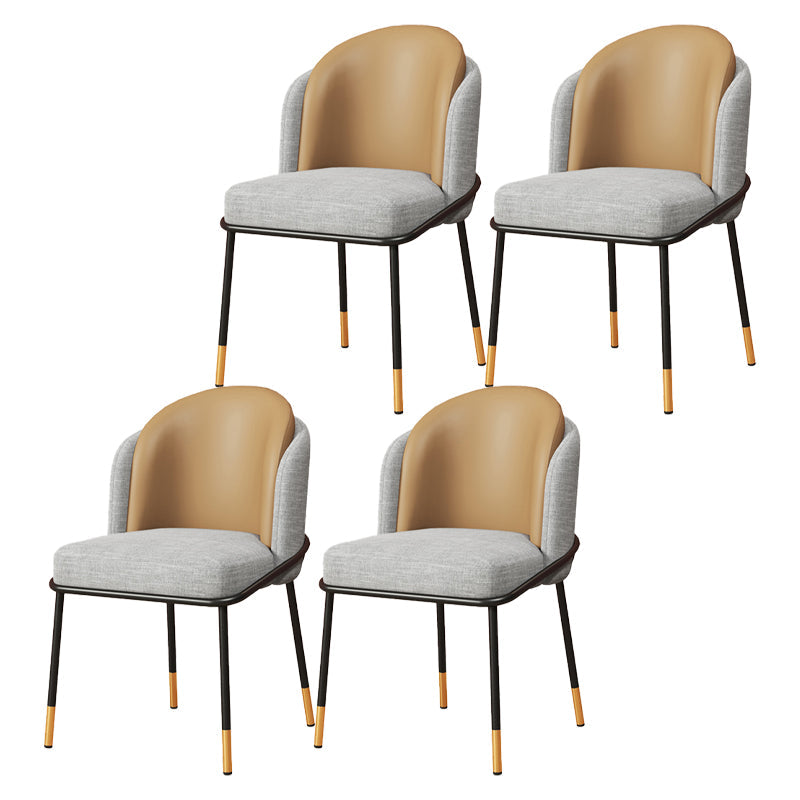 Glam Style Dining Chairs Armless Chairs for Kitchen with Metal Legs Gray-Khaki 4 Piece Set Clearhalo ' kitchen&dining_furn' 'Dining Chairs' 'Dining Tables & Seating' 'dining_chair' 'furn' 'furn_dining_chair' 'Furniture' 'furniture_dining_chair' 'Kitchen & Dining Furniture' 'kitchen' 4414057