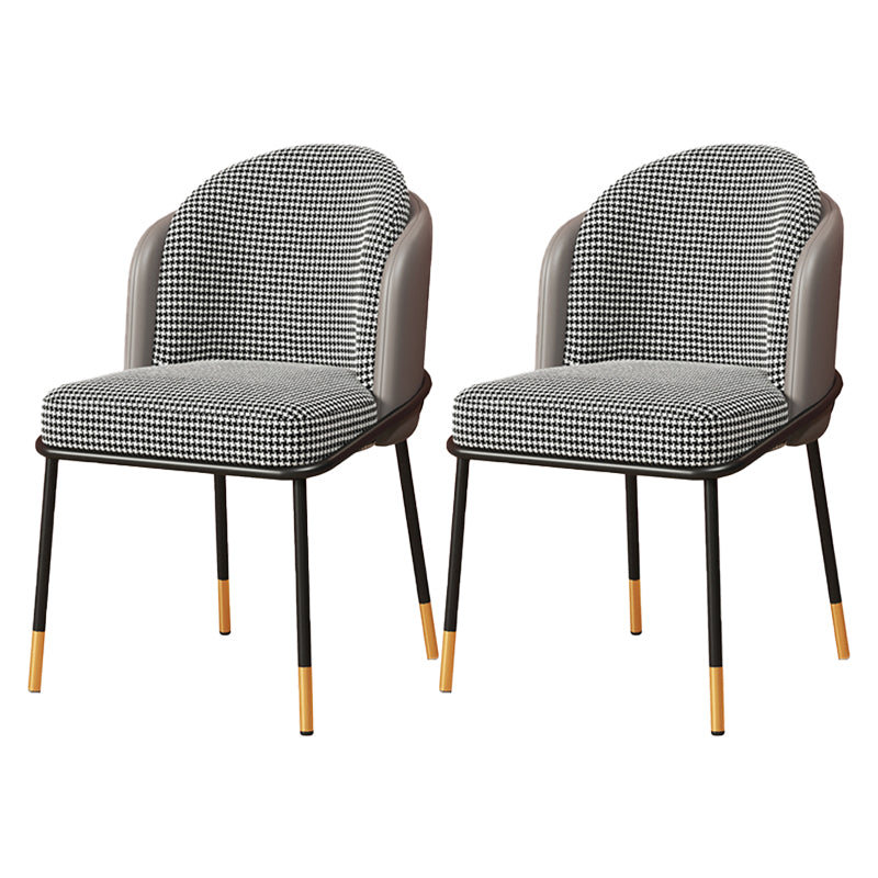 Glam Style Dining Chairs Armless Chairs for Kitchen with Metal Legs Black Gray-White 2 Piece Set Clearhalo ' kitchen&dining_furn' 'Dining Chairs' 'Dining Tables & Seating' 'dining_chair' 'furn' 'furn_dining_chair' 'Furniture' 'furniture_dining_chair' 'Kitchen & Dining Furniture' 'kitchen' 4414059
