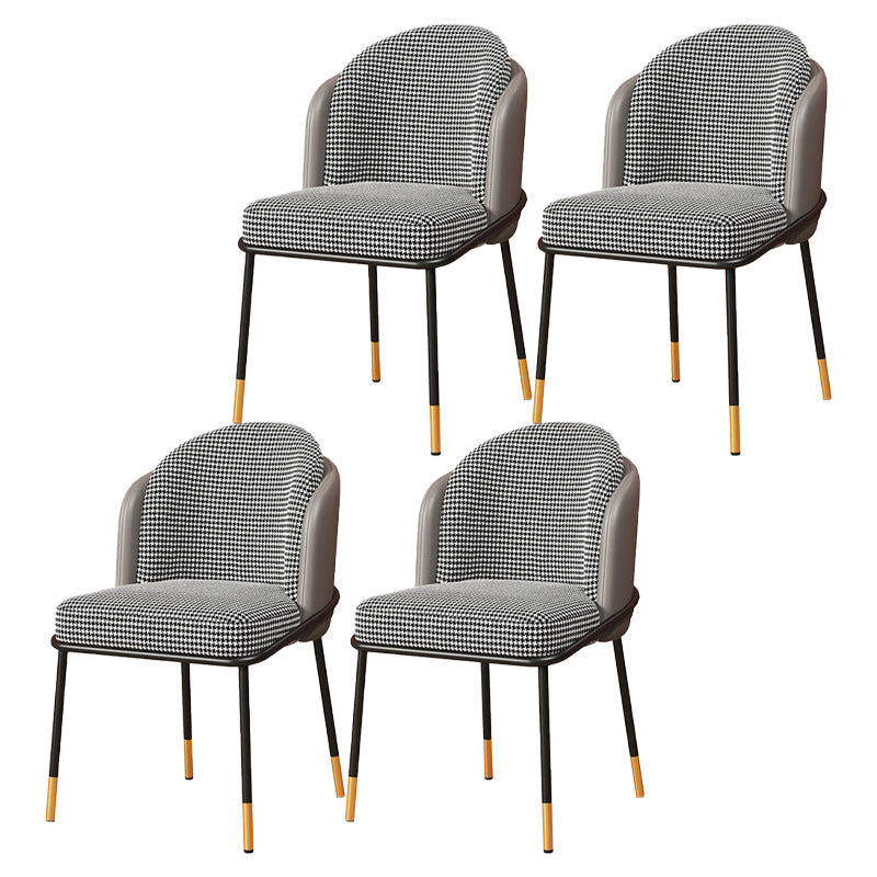 Glam Style Dining Chairs Armless Chairs for Kitchen with Metal Legs Black Gray-White 4 Piece Set Clearhalo ' kitchen&dining_furn' 'Dining Chairs' 'Dining Tables & Seating' 'dining_chair' 'furn' 'furn_dining_chair' 'Furniture' 'furniture_dining_chair' 'Kitchen & Dining Furniture' 'kitchen' 4414060