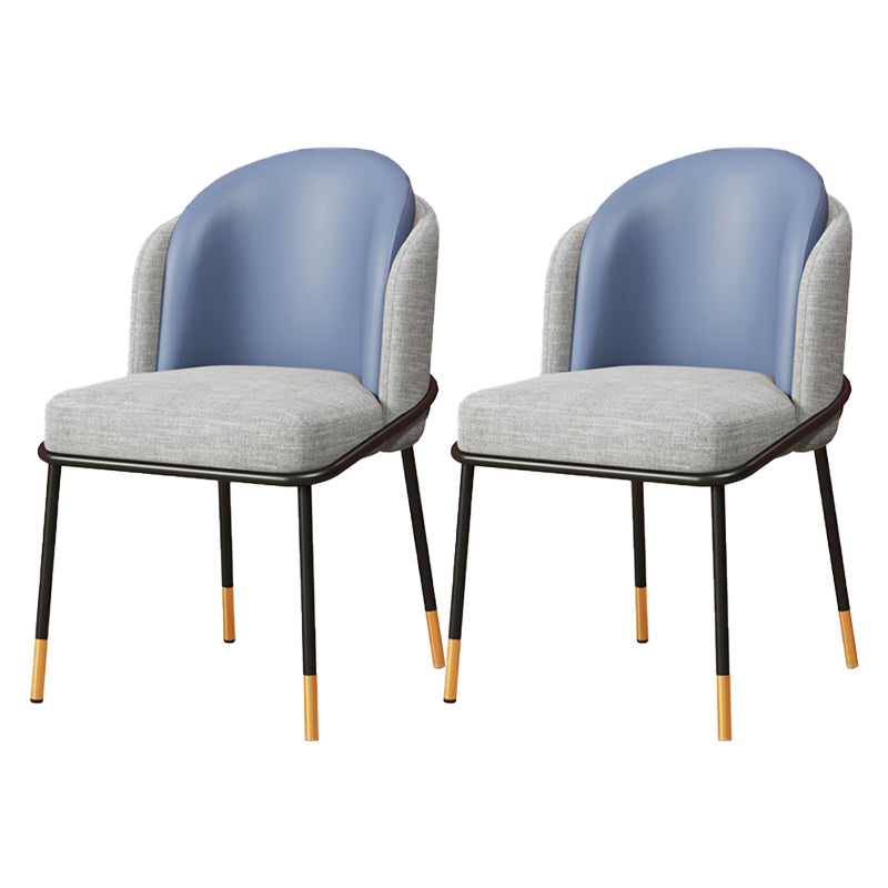 Glam Style Dining Chairs Armless Chairs for Kitchen with Metal Legs Gray Blue 2 Piece Set Clearhalo ' kitchen&dining_furn' 'Dining Chairs' 'Dining Tables & Seating' 'dining_chair' 'furn' 'furn_dining_chair' 'Furniture' 'furniture_dining_chair' 'Kitchen & Dining Furniture' 'kitchen' 4414062
