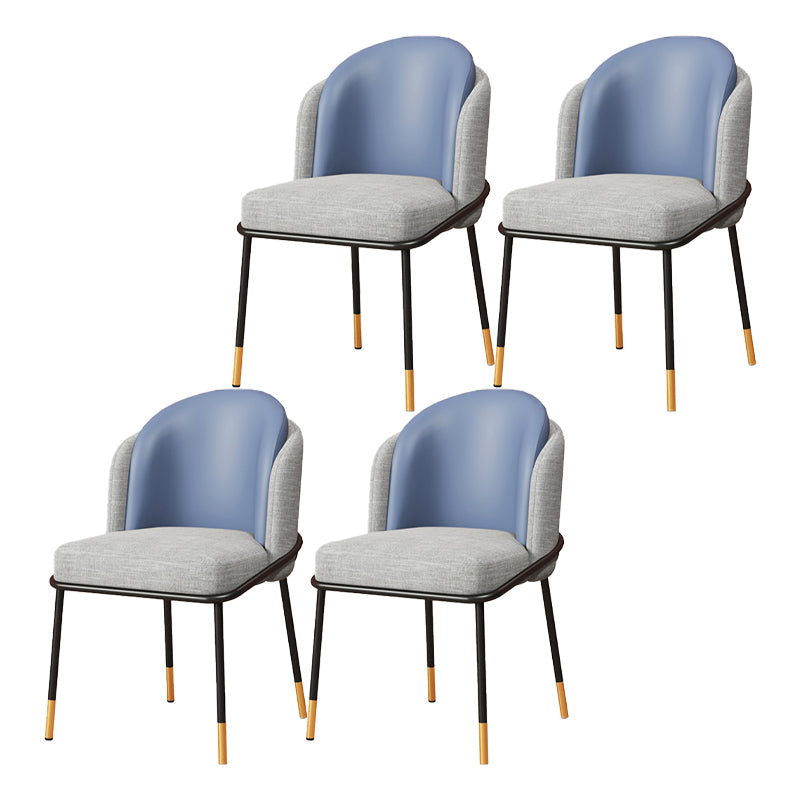 Glam Style Dining Chairs Armless Chairs for Kitchen with Metal Legs Gray Blue 4 Piece Set Clearhalo ' kitchen&dining_furn' 'Dining Chairs' 'Dining Tables & Seating' 'dining_chair' 'furn' 'furn_dining_chair' 'Furniture' 'furniture_dining_chair' 'Kitchen & Dining Furniture' 'kitchen' 4414063