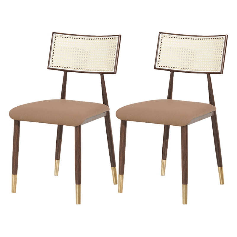 Nordic Style Dining Chairs Open Back Armless Chair for Kitchen with Metal Legs Brown 2 Piece Set Clearhalo ' kitchen&dining_furn' 'Dining Chairs' 'Dining Tables & Seating' 'dining_chair' 'furn' 'furn_dining_chair' 'Furniture' 'furniture_dining_chair' 'Kitchen & Dining Furniture' 'kitchen' 4414067