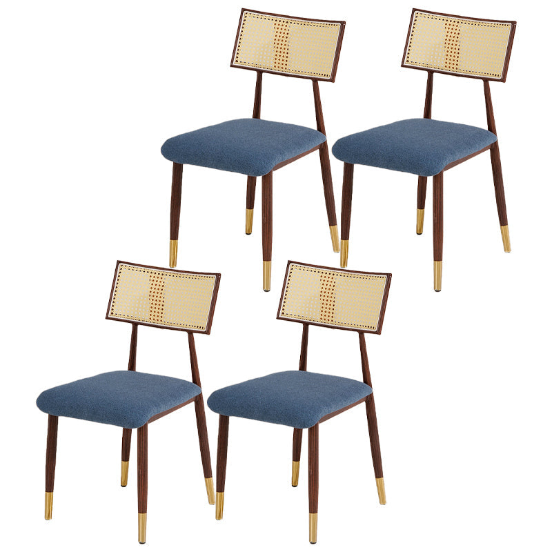 Nordic Style Dining Chairs Open Back Armless Chair for Kitchen with Metal Legs Blue 4 Piece Set Clearhalo ' kitchen&dining_furn' 'Dining Chairs' 'Dining Tables & Seating' 'dining_chair' 'furn' 'furn_dining_chair' 'Furniture' 'furniture_dining_chair' 'Kitchen & Dining Furniture' 'kitchen' 4414076