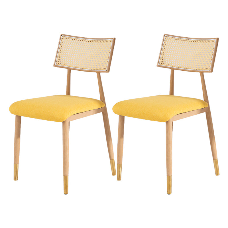Nordic Style Dining Chairs Open Back Armless Chair for Kitchen with Metal Legs Yellow 2 Piece Set Clearhalo ' kitchen&dining_furn' 'Dining Chairs' 'Dining Tables & Seating' 'dining_chair' 'furn' 'furn_dining_chair' 'Furniture' 'furniture_dining_chair' 'Kitchen & Dining Furniture' 'kitchen' 4414087