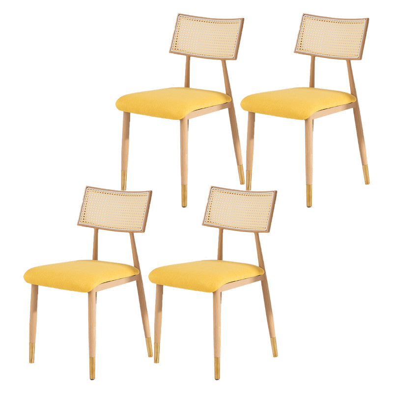 Nordic Style Dining Chairs Open Back Armless Chair for Kitchen with Metal Legs Yellow 4 Piece Set Clearhalo ' kitchen&dining_furn' 'Dining Chairs' 'Dining Tables & Seating' 'dining_chair' 'furn' 'furn_dining_chair' 'Furniture' 'furniture_dining_chair' 'Kitchen & Dining Furniture' 'kitchen' 4414088