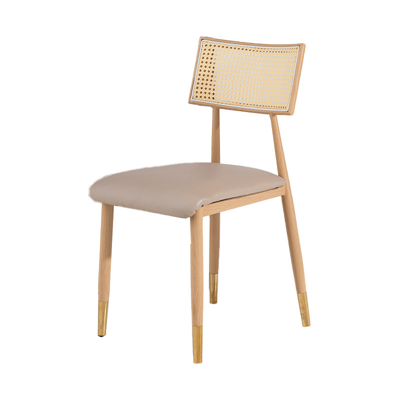 Nordic Style Dining Chairs Open Back Armless Chair for Kitchen with Metal Legs Beige 1 Piece Clearhalo ' kitchen&dining_furn' 'Dining Chairs' 'Dining Tables & Seating' 'dining_chair' 'furn' 'furn_dining_chair' 'Furniture' 'furniture_dining_chair' 'Kitchen & Dining Furniture' 'kitchen' 4414089