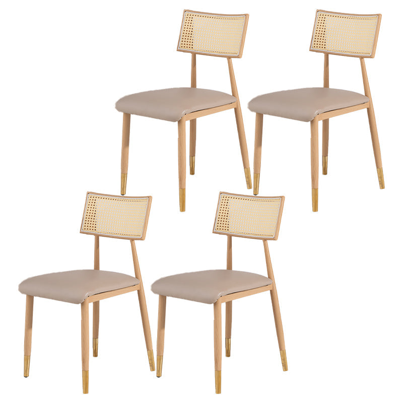 Nordic Style Dining Chairs Open Back Armless Chair for Kitchen with Metal Legs Beige 4 Piece Set Clearhalo ' kitchen&dining_furn' 'Dining Chairs' 'Dining Tables & Seating' 'dining_chair' 'furn' 'furn_dining_chair' 'Furniture' 'furniture_dining_chair' 'Kitchen & Dining Furniture' 'kitchen' 4414091