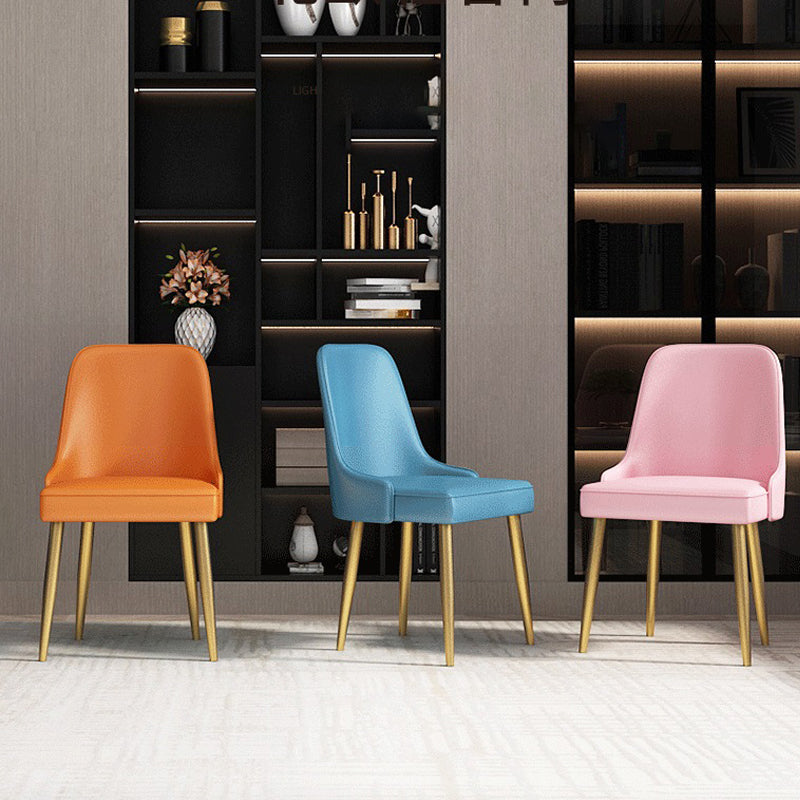 Kitchen Glam Style Dining Chairs Armless Chair with Metal Legs Clearhalo ' kitchen&dining_furn' 'Dining Chairs' 'Dining Tables & Seating' 'dining_chair' 'furn' 'furn_dining_chair' 'Furniture' 'furniture_dining_chair' 'Kitchen & Dining Furniture' 'kitchen' 4414096