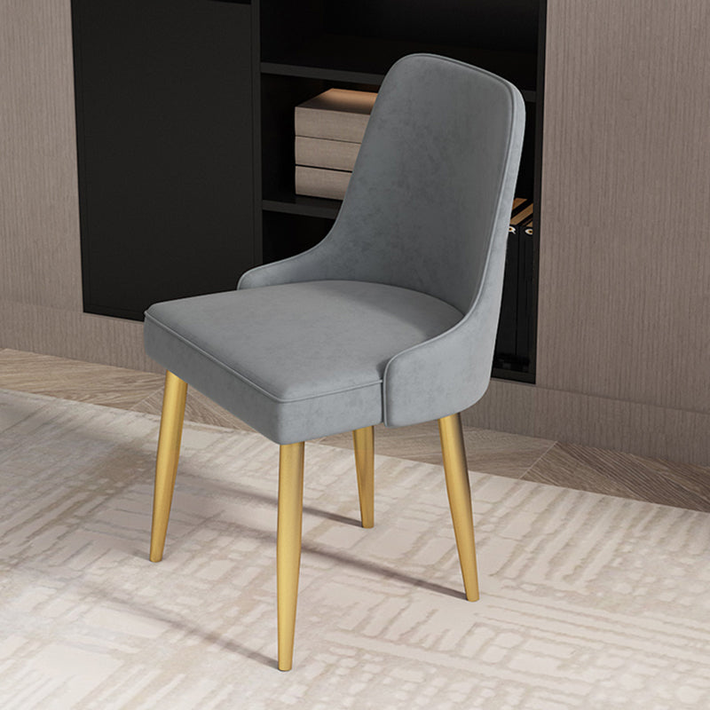 Kitchen Glam Style Dining Chairs Armless Chair with Metal Legs Grey 1 Piece Clearhalo ' kitchen&dining_furn' 'Dining Chairs' 'Dining Tables & Seating' 'dining_chair' 'furn' 'furn_dining_chair' 'Furniture' 'furniture_dining_chair' 'Kitchen & Dining Furniture' 'kitchen' 4414097