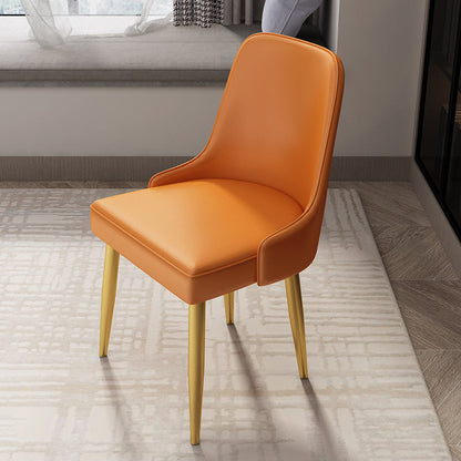 Kitchen Glam Style Dining Chairs Armless Chair with Metal Legs Orange 1 Piece Clearhalo ' kitchen&dining_furn' 'Dining Chairs' 'Dining Tables & Seating' 'dining_chair' 'furn' 'furn_dining_chair' 'Furniture' 'furniture_dining_chair' 'Kitchen & Dining Furniture' 'kitchen' 4414098