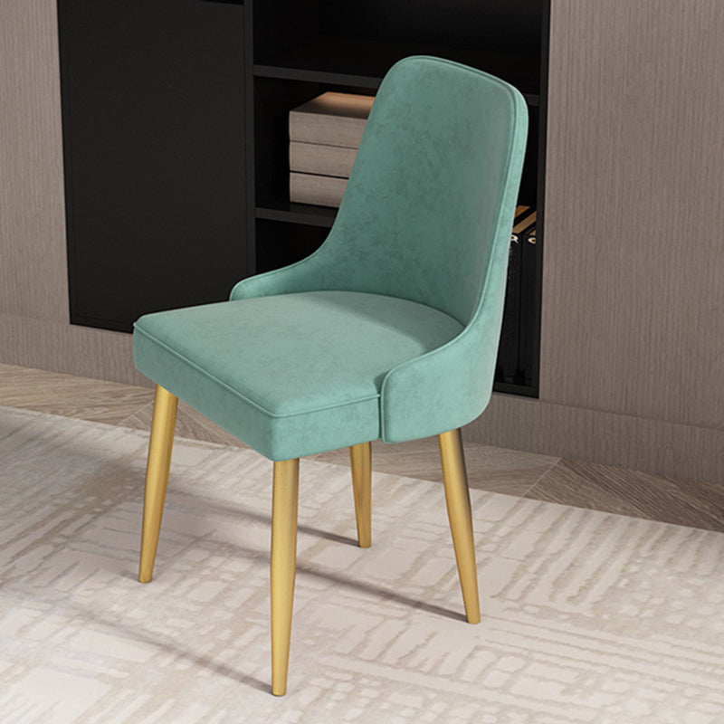 Kitchen Glam Style Dining Chairs Armless Chair with Metal Legs Green 1 Piece Clearhalo ' kitchen&dining_furn' 'Dining Chairs' 'Dining Tables & Seating' 'dining_chair' 'furn' 'furn_dining_chair' 'Furniture' 'furniture_dining_chair' 'Kitchen & Dining Furniture' 'kitchen' 4414104