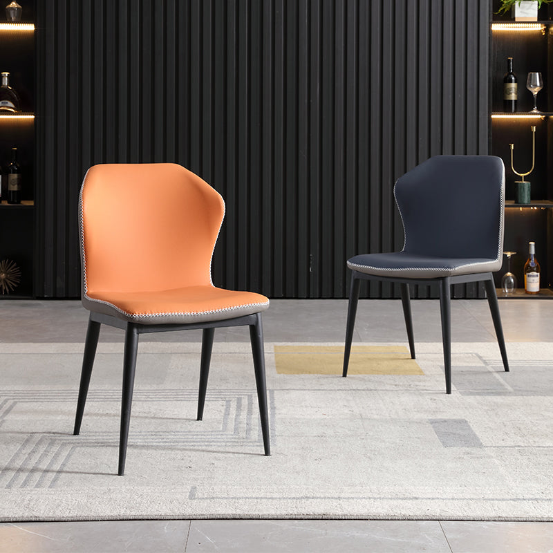 Industrial Armless Wingback Chairs PU Leather Dining Chairs for Kitchen Clearhalo ' kitchen&dining_furn' 'Dining Chairs' 'Dining Tables & Seating' 'dining_chair' 'furn' 'furn_dining_chair' 'Furniture' 'furniture_dining_chair' 'Kitchen & Dining Furniture' 'kitchen' 4414128