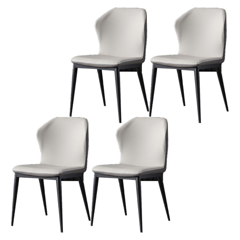 Industrial Armless Wingback Chairs PU Leather Dining Chairs for Kitchen Gray-White 4 Piece Set Clearhalo ' kitchen&dining_furn' 'Dining Chairs' 'Dining Tables & Seating' 'dining_chair' 'furn' 'furn_dining_chair' 'Furniture' 'furniture_dining_chair' 'Kitchen & Dining Furniture' 'kitchen' 4414129