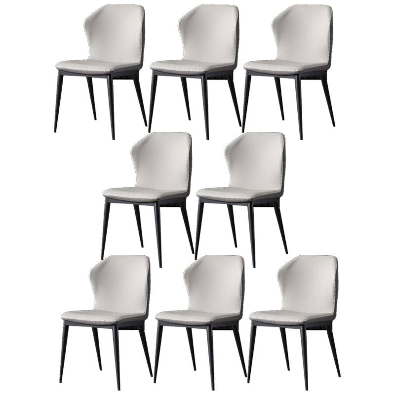 Industrial Armless Wingback Chairs PU Leather Dining Chairs for Kitchen Gray-White 8 Piece Set Clearhalo ' kitchen&dining_furn' 'Dining Chairs' 'Dining Tables & Seating' 'dining_chair' 'furn' 'furn_dining_chair' 'Furniture' 'furniture_dining_chair' 'Kitchen & Dining Furniture' 'kitchen' 4414130