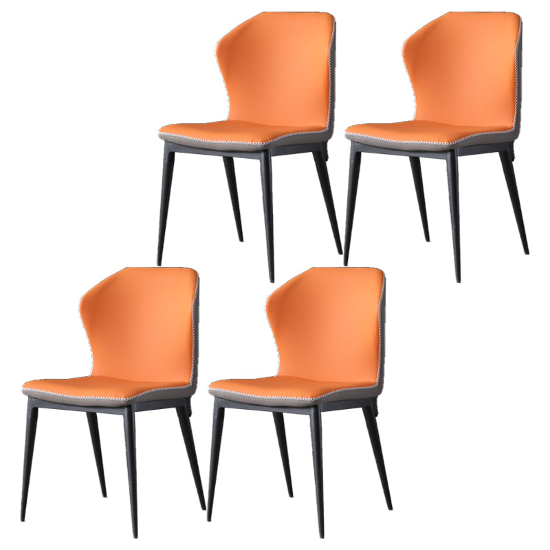 Industrial Armless Wingback Chairs PU Leather Dining Chairs for Kitchen Orange 4 Piece Set Clearhalo ' kitchen&dining_furn' 'Dining Chairs' 'Dining Tables & Seating' 'dining_chair' 'furn' 'furn_dining_chair' 'Furniture' 'furniture_dining_chair' 'Kitchen & Dining Furniture' 'kitchen' 4414133