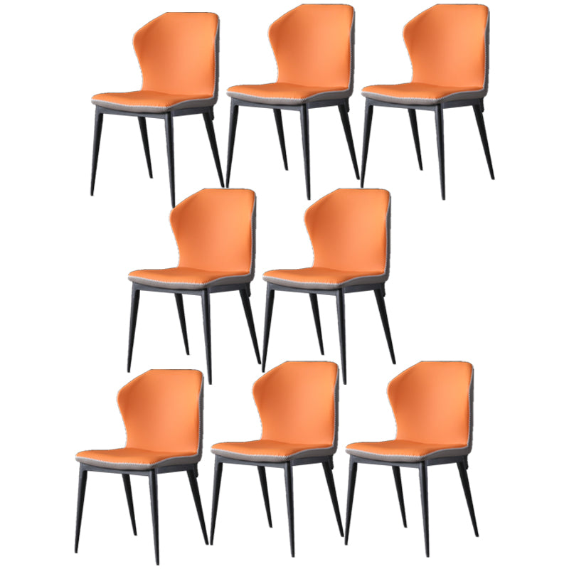 Industrial Armless Wingback Chairs PU Leather Dining Chairs for Kitchen Orange 8 Piece Set Clearhalo ' kitchen&dining_furn' 'Dining Chairs' 'Dining Tables & Seating' 'dining_chair' 'furn' 'furn_dining_chair' 'Furniture' 'furniture_dining_chair' 'Kitchen & Dining Furniture' 'kitchen' 4414134