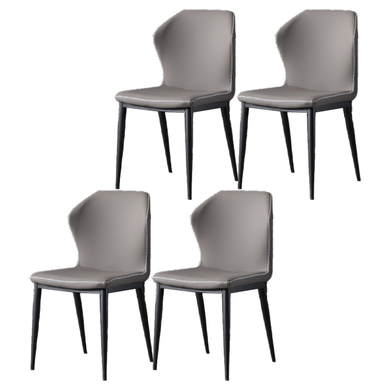 Industrial Armless Wingback Chairs PU Leather Dining Chairs for Kitchen Grey 4 Piece Set Clearhalo ' kitchen&dining_furn' 'Dining Chairs' 'Dining Tables & Seating' 'dining_chair' 'furn' 'furn_dining_chair' 'Furniture' 'furniture_dining_chair' 'Kitchen & Dining Furniture' 'kitchen' 4414136