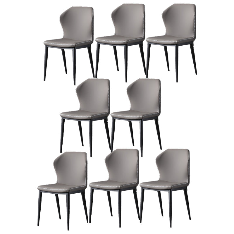 Industrial Armless Wingback Chairs PU Leather Dining Chairs for Kitchen Grey 8 Piece Set Clearhalo ' kitchen&dining_furn' 'Dining Chairs' 'Dining Tables & Seating' 'dining_chair' 'furn' 'furn_dining_chair' 'Furniture' 'furniture_dining_chair' 'Kitchen & Dining Furniture' 'kitchen' 4414138