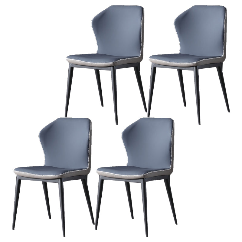 Industrial Armless Wingback Chairs PU Leather Dining Chairs for Kitchen Blue 4 Piece Set Clearhalo ' kitchen&dining_furn' 'Dining Chairs' 'Dining Tables & Seating' 'dining_chair' 'furn' 'furn_dining_chair' 'Furniture' 'furniture_dining_chair' 'Kitchen & Dining Furniture' 'kitchen' 4414140