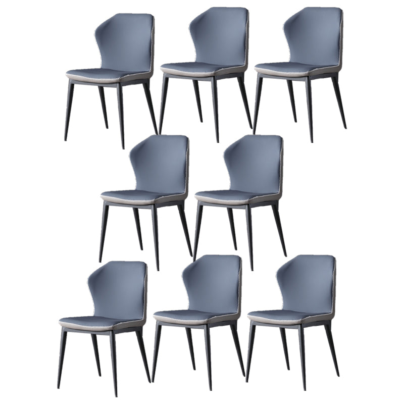 Industrial Armless Wingback Chairs PU Leather Dining Chairs for Kitchen Blue 8 Piece Set Clearhalo ' kitchen&dining_furn' 'Dining Chairs' 'Dining Tables & Seating' 'dining_chair' 'furn' 'furn_dining_chair' 'Furniture' 'furniture_dining_chair' 'Kitchen & Dining Furniture' 'kitchen' 4414142