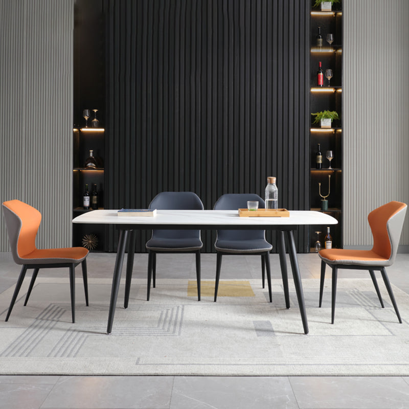 Industrial Armless Wingback Chairs PU Leather Dining Chairs for Kitchen Clearhalo ' kitchen&dining_furn' 'Dining Chairs' 'Dining Tables & Seating' 'dining_chair' 'furn' 'furn_dining_chair' 'Furniture' 'furniture_dining_chair' 'Kitchen & Dining Furniture' 'kitchen' 4414146