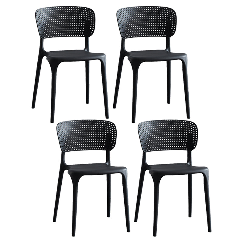 Modern Plastic Indoor-Outdoor Side Chair Open Back Dining Chair Black Set of 4 Clearhalo ' kitchen&dining_furn' 'Dining Chairs' 'Dining Tables & Seating' 'dining_chair' 'Furniture' 'furniture_dining_chair' 'Kitchen & Dining Furniture' 'kitchen' 4414149