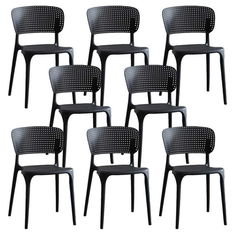 Modern Plastic Indoor-Outdoor Side Chair Open Back Dining Chair Black Set of 8 Clearhalo ' kitchen&dining_furn' 'Dining Chairs' 'Dining Tables & Seating' 'dining_chair' 'Furniture' 'furniture_dining_chair' 'Kitchen & Dining Furniture' 'kitchen' 4414151