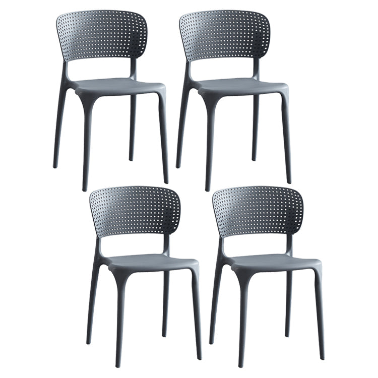 Modern Plastic Indoor-Outdoor Side Chair Open Back Dining Chair Grey Set of 4 Clearhalo ' kitchen&dining_furn' 'Dining Chairs' 'Dining Tables & Seating' 'dining_chair' 'Furniture' 'furniture_dining_chair' 'Kitchen & Dining Furniture' 'kitchen' 4414152
