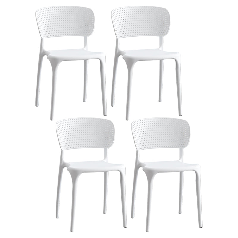 Modern Plastic Indoor-Outdoor Side Chair Open Back Dining Chair White Set of 4 Clearhalo ' kitchen&dining_furn' 'Dining Chairs' 'Dining Tables & Seating' 'dining_chair' 'Furniture' 'furniture_dining_chair' 'Kitchen & Dining Furniture' 'kitchen' 4414157