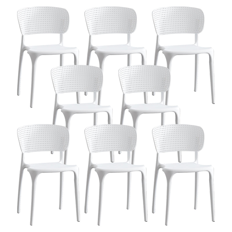 Modern Plastic Indoor-Outdoor Side Chair Open Back Dining Chair White Set of 8 Clearhalo ' kitchen&dining_furn' 'Dining Chairs' 'Dining Tables & Seating' 'dining_chair' 'Furniture' 'furniture_dining_chair' 'Kitchen & Dining Furniture' 'kitchen' 4414159