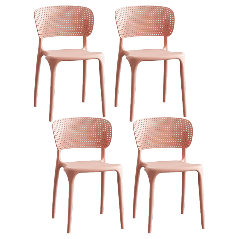 Modern Plastic Indoor-Outdoor Side Chair Open Back Dining Chair Pink Set of 4 Clearhalo ' kitchen&dining_furn' 'Dining Chairs' 'Dining Tables & Seating' 'dining_chair' 'Furniture' 'furniture_dining_chair' 'Kitchen & Dining Furniture' 'kitchen' 4414164
