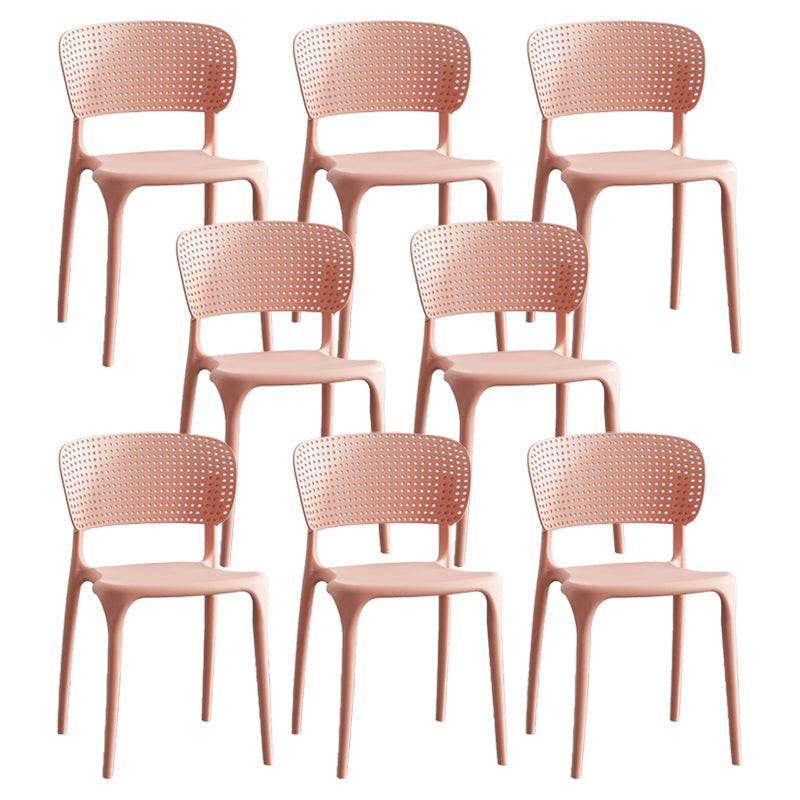 Modern Plastic Indoor-Outdoor Side Chair Open Back Dining Chair Pink Set of 8 Clearhalo ' kitchen&dining_furn' 'Dining Chairs' 'Dining Tables & Seating' 'dining_chair' 'Furniture' 'furniture_dining_chair' 'Kitchen & Dining Furniture' 'kitchen' 4414166