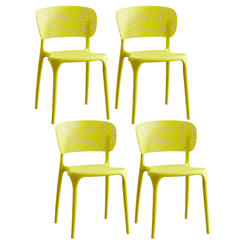 Modern Plastic Indoor-Outdoor Side Chair Open Back Dining Chair Yellow Set of 4 Clearhalo ' kitchen&dining_furn' 'Dining Chairs' 'Dining Tables & Seating' 'dining_chair' 'Furniture' 'furniture_dining_chair' 'Kitchen & Dining Furniture' 'kitchen' 4414167