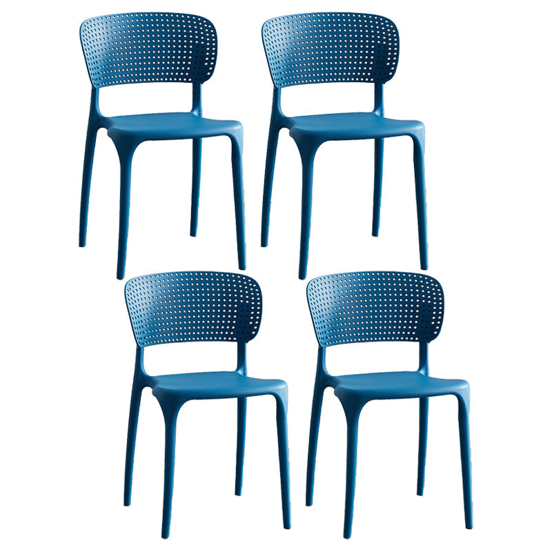 Modern Plastic Indoor-Outdoor Side Chair Open Back Dining Chair Blue Set of 4 Clearhalo ' kitchen&dining_furn' 'Dining Chairs' 'Dining Tables & Seating' 'dining_chair' 'Furniture' 'furniture_dining_chair' 'Kitchen & Dining Furniture' 'kitchen' 4414169