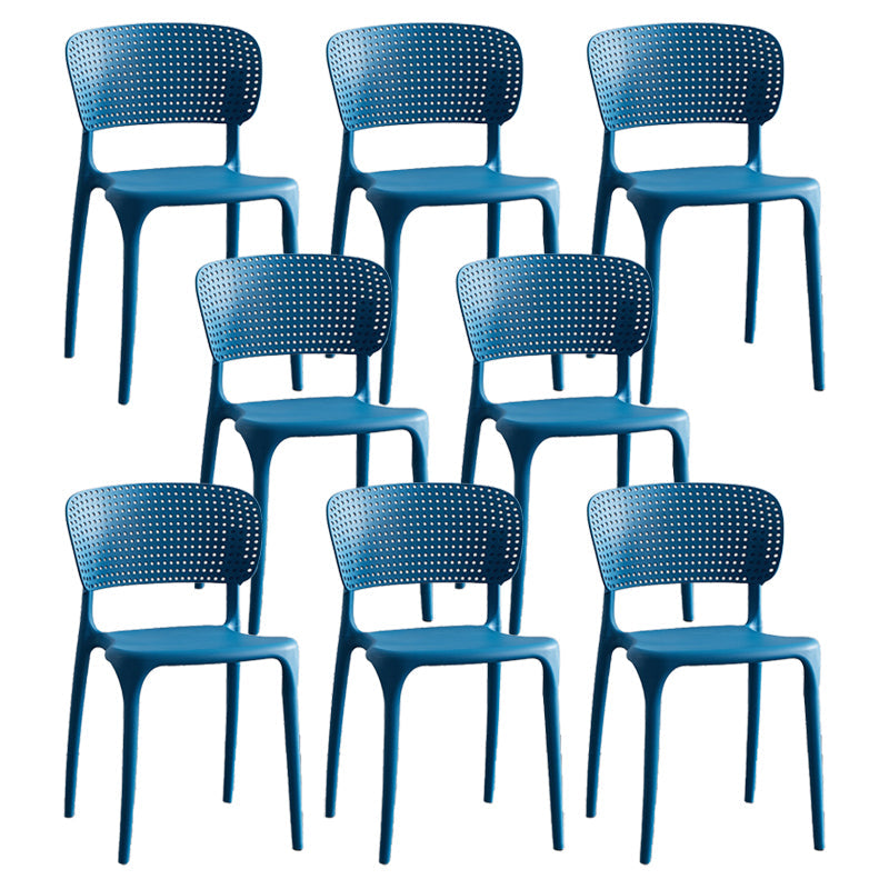 Modern Plastic Indoor-Outdoor Side Chair Open Back Dining Chair Blue Set of 8 Clearhalo ' kitchen&dining_furn' 'Dining Chairs' 'Dining Tables & Seating' 'dining_chair' 'Furniture' 'furniture_dining_chair' 'Kitchen & Dining Furniture' 'kitchen' 4414170