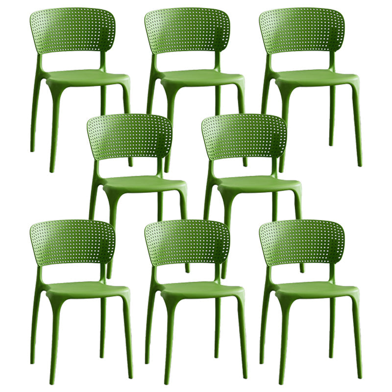 Modern Plastic Indoor-Outdoor Side Chair Open Back Dining Chair Green Set of 8 Clearhalo ' kitchen&dining_furn' 'Dining Chairs' 'Dining Tables & Seating' 'dining_chair' 'Furniture' 'furniture_dining_chair' 'Kitchen & Dining Furniture' 'kitchen' 4414172