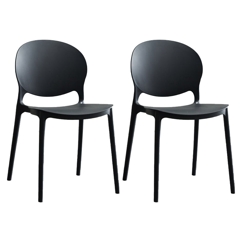 Plastic Contemporary Modern Dining Room Side Chair Open Back Chair Black Set of 2 Clearhalo ' kitchen&dining_furn' 'Dining Chairs' 'Dining Tables & Seating' 'dining_chair' 'Furniture' 'furniture_dining_chair' 'Kitchen & Dining Furniture' 'kitchen' 4414176