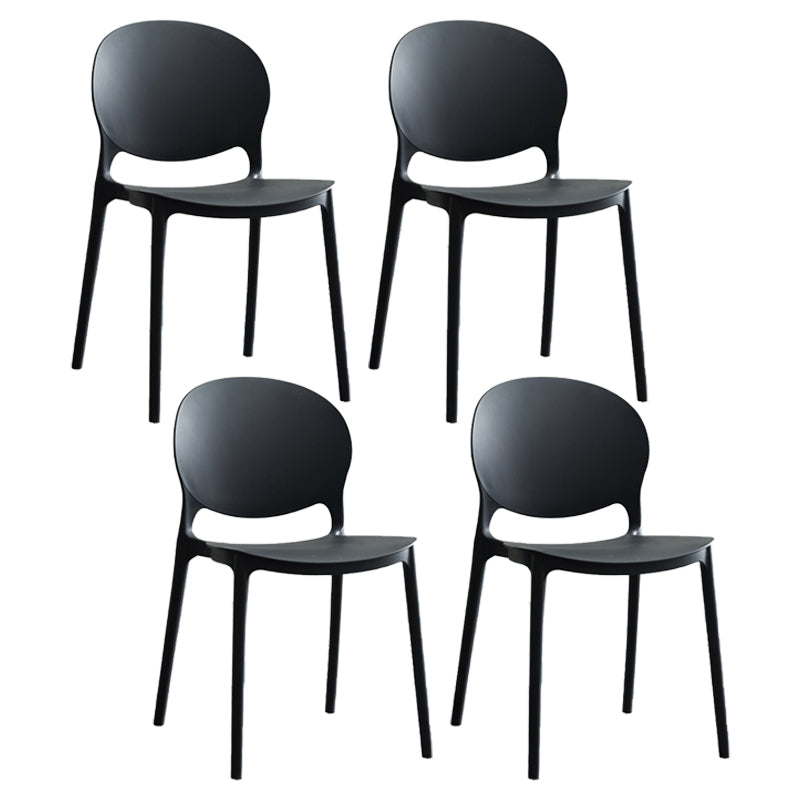 Plastic Contemporary Modern Dining Room Side Chair Open Back Chair Black Set of 4 Clearhalo ' kitchen&dining_furn' 'Dining Chairs' 'Dining Tables & Seating' 'dining_chair' 'Furniture' 'furniture_dining_chair' 'Kitchen & Dining Furniture' 'kitchen' 4414178