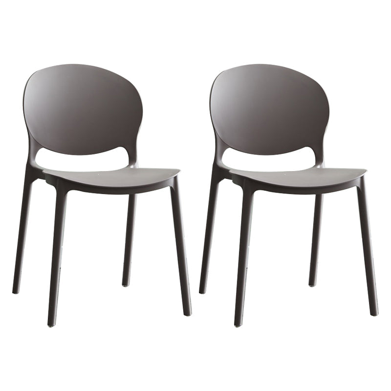 Plastic Contemporary Modern Dining Room Side Chair Open Back Chair Grey Set of 2 Clearhalo ' kitchen&dining_furn' 'Dining Chairs' 'Dining Tables & Seating' 'dining_chair' 'Furniture' 'furniture_dining_chair' 'Kitchen & Dining Furniture' 'kitchen' 4414183