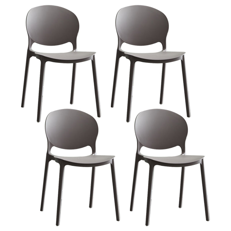 Plastic Contemporary Modern Dining Room Side Chair Open Back Chair Grey Set of 4 Clearhalo ' kitchen&dining_furn' 'Dining Chairs' 'Dining Tables & Seating' 'dining_chair' 'Furniture' 'furniture_dining_chair' 'Kitchen & Dining Furniture' 'kitchen' 4414184