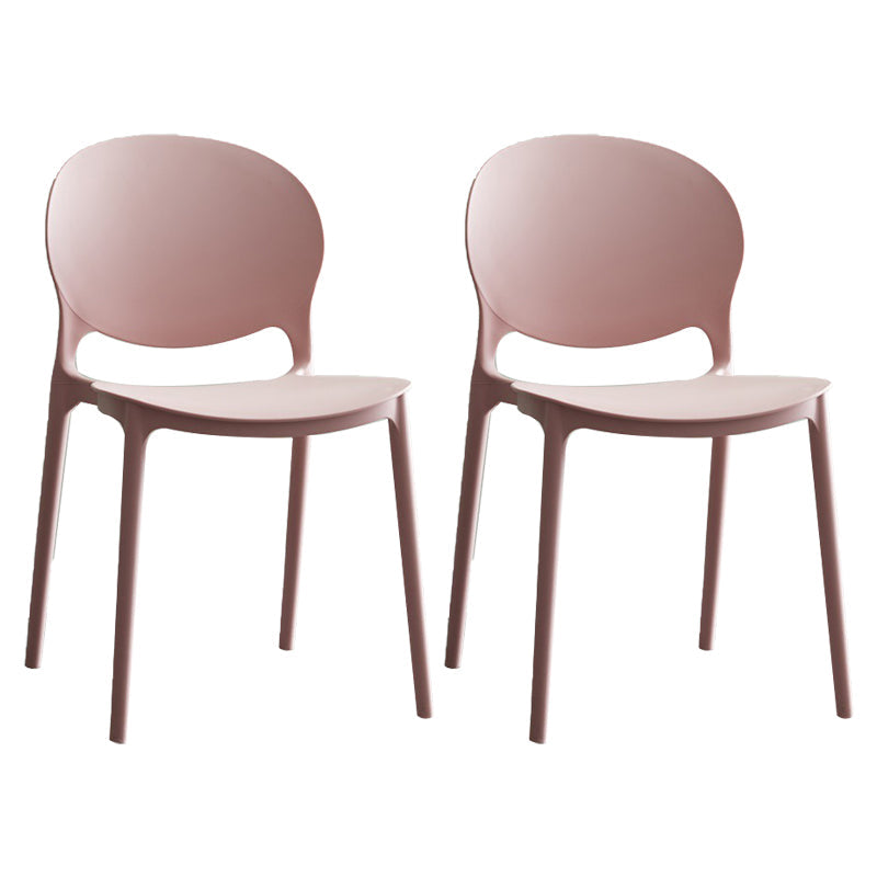 Plastic Contemporary Modern Dining Room Side Chair Open Back Chair Pink Set of 2 Clearhalo ' kitchen&dining_furn' 'Dining Chairs' 'Dining Tables & Seating' 'dining_chair' 'Furniture' 'furniture_dining_chair' 'Kitchen & Dining Furniture' 'kitchen' 4414195