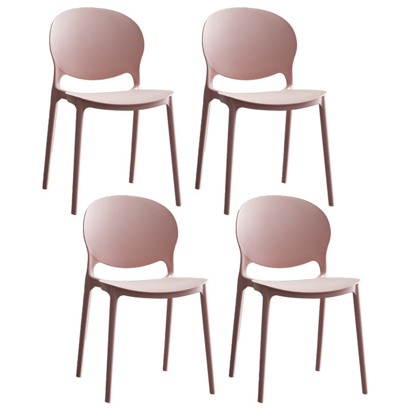 Plastic Contemporary Modern Dining Room Side Chair Open Back Chair Pink Set of 4 Clearhalo ' kitchen&dining_furn' 'Dining Chairs' 'Dining Tables & Seating' 'dining_chair' 'Furniture' 'furniture_dining_chair' 'Kitchen & Dining Furniture' 'kitchen' 4414196