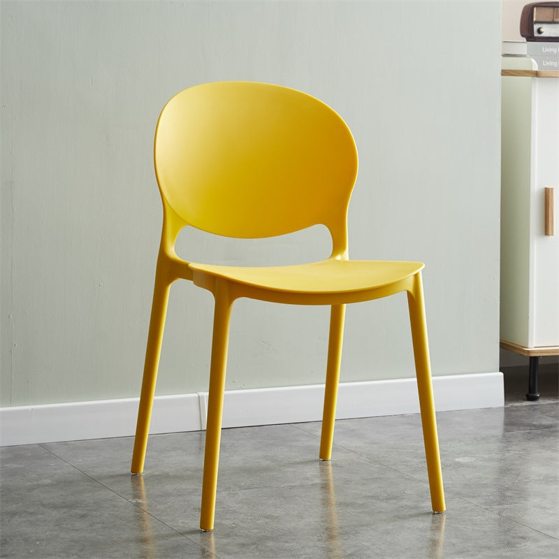 Plastic Contemporary Modern Dining Room Side Chair Open Back Chair Yellow 1 Piece Clearhalo ' kitchen&dining_furn' 'Dining Chairs' 'Dining Tables & Seating' 'dining_chair' 'Furniture' 'furniture_dining_chair' 'Kitchen & Dining Furniture' 'kitchen' 4414197