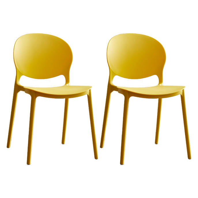 Plastic Contemporary Modern Dining Room Side Chair Open Back Chair Yellow Set of 2 Clearhalo ' kitchen&dining_furn' 'Dining Chairs' 'Dining Tables & Seating' 'dining_chair' 'Furniture' 'furniture_dining_chair' 'Kitchen & Dining Furniture' 'kitchen' 4414198