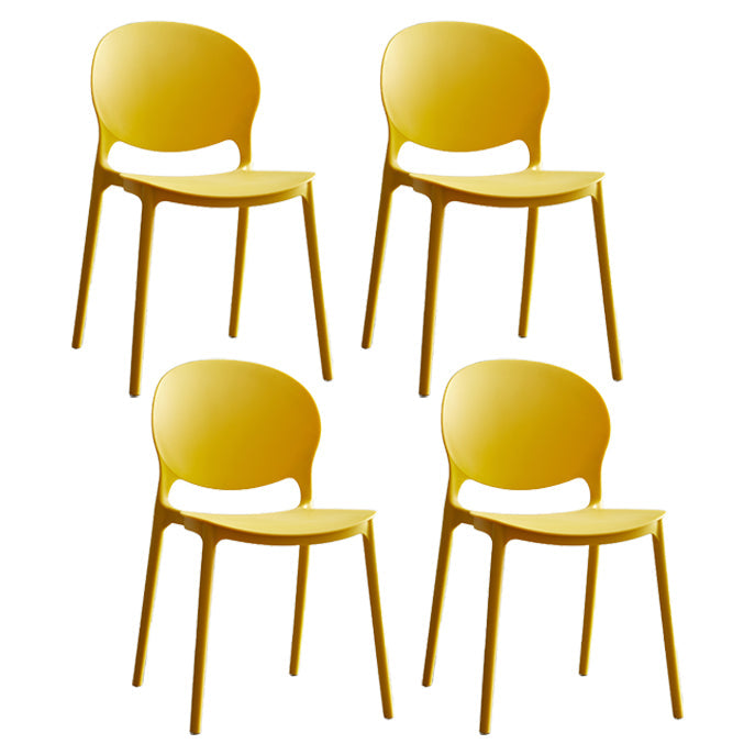 Plastic Contemporary Modern Dining Room Side Chair Open Back Chair Yellow Set of 4 Clearhalo ' kitchen&dining_furn' 'Dining Chairs' 'Dining Tables & Seating' 'dining_chair' 'Furniture' 'furniture_dining_chair' 'Kitchen & Dining Furniture' 'kitchen' 4414199