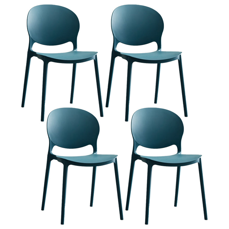 Plastic Contemporary Modern Dining Room Side Chair Open Back Chair Blue Set of 4 Clearhalo ' kitchen&dining_furn' 'Dining Chairs' 'Dining Tables & Seating' 'dining_chair' 'Furniture' 'furniture_dining_chair' 'Kitchen & Dining Furniture' 'kitchen' 4414202